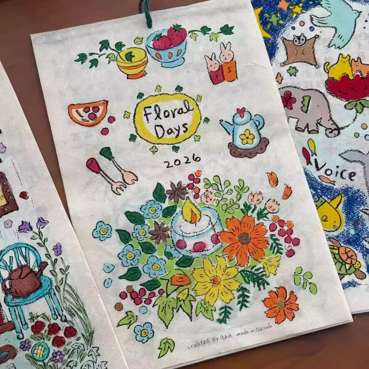 

2026 Nepal Wall Calendar Hand-painted Illustration Wall Calendar Annual Moon Calendar Decorative Pendant Gifts Home Decor