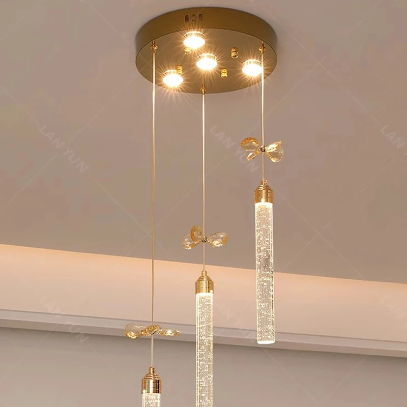 Imagem -02 - Smart Crystal Pendant Lights Decoração para Casa Moderna Lâmpadas de Salão para Sala de Estar Iluminação Interna