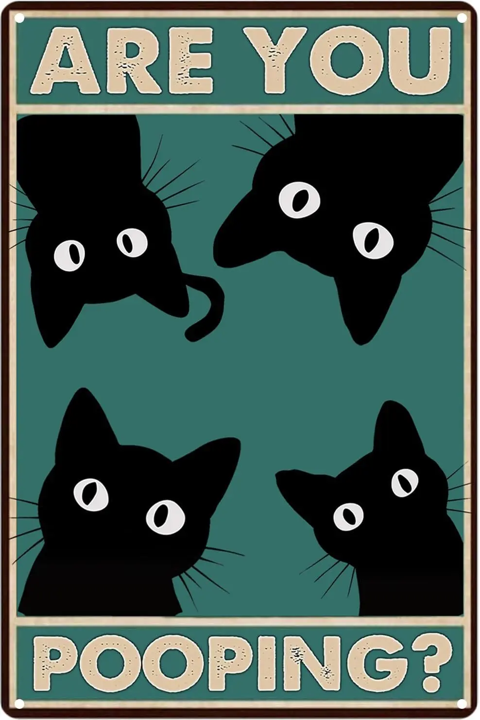 Lustige schwarze Katze: Machst du da? Blechschild – Humorvolle Badezimmer-Wanddekoration – Langlebiges Metallschild für den Innen- und Außenbereich – Alu