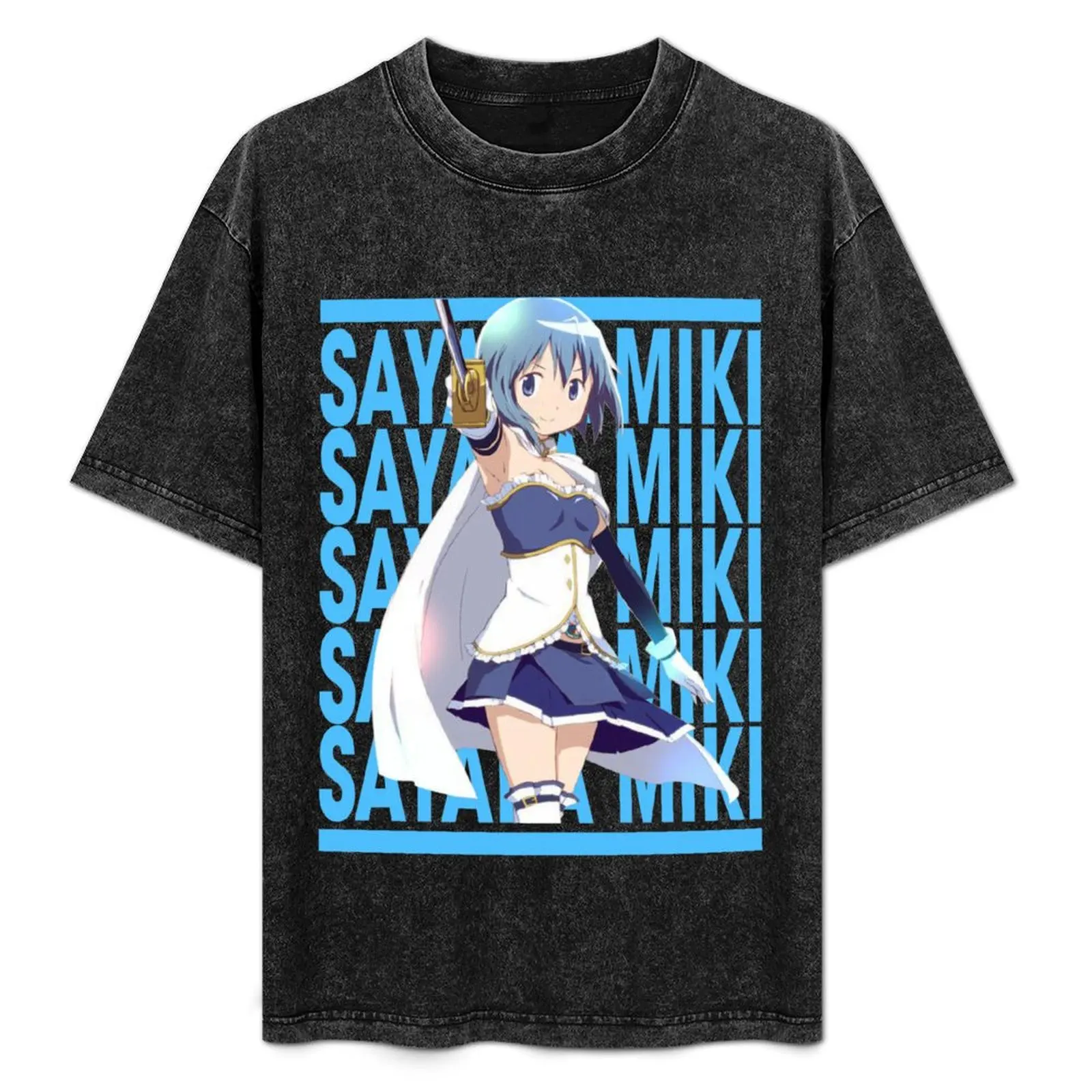 

Madoka Tees Magica Anime Sayaka Miki T-Shirt Basic Short Sleeve T-Shirt for Men