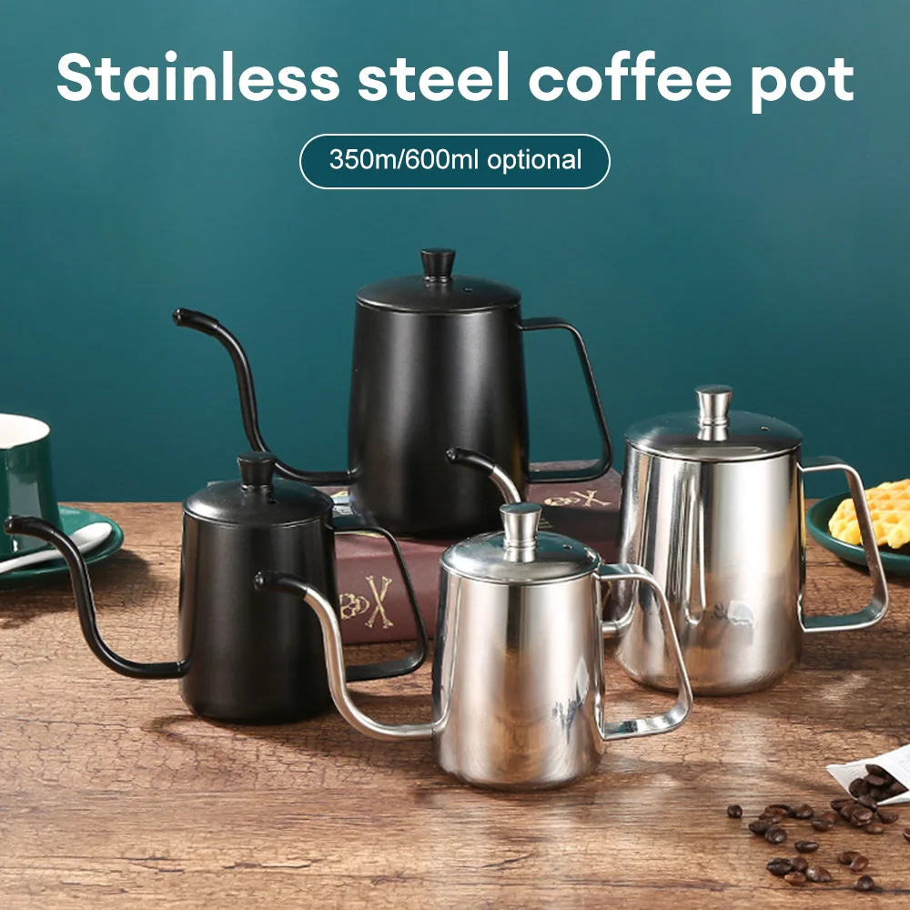 

Drip Kettle 350ml 600ml Coffee Tea Pot Non-stick Coating Food Grade Stainless Steel Gooseneck Drip Kettle Swan Neck Thin Mouth