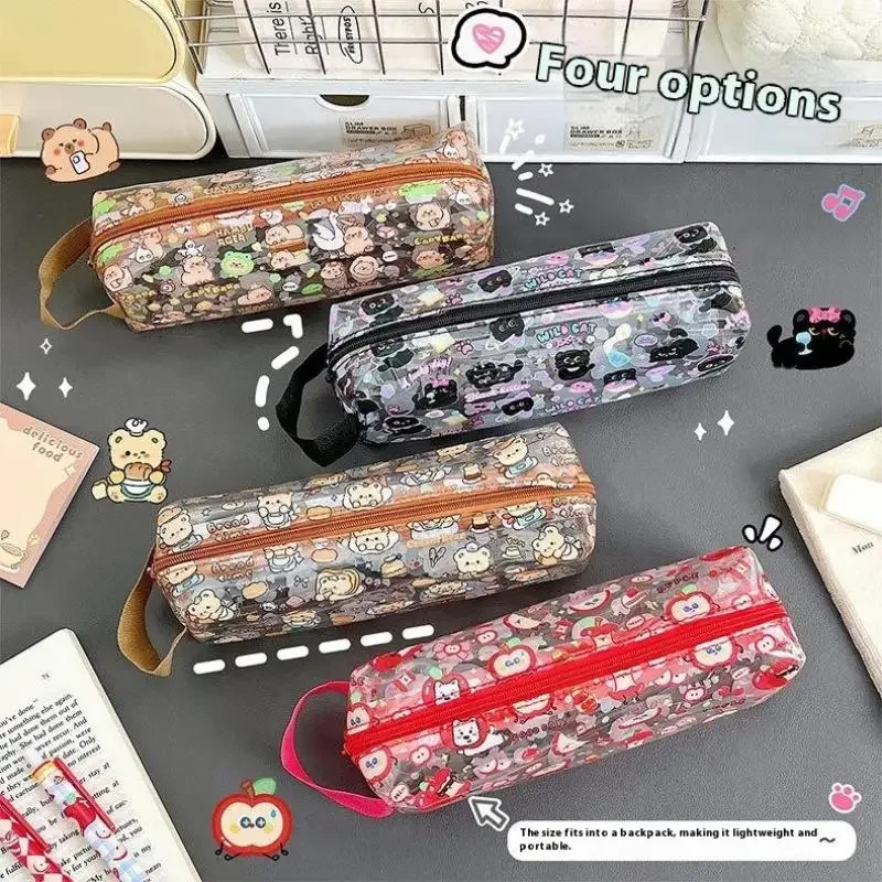 

Cute Cartoon Capybara Bear PVC Pen Bag Transparent Large Capacity Pencil Case Stationery Storage Bag Stationery Box Supplies