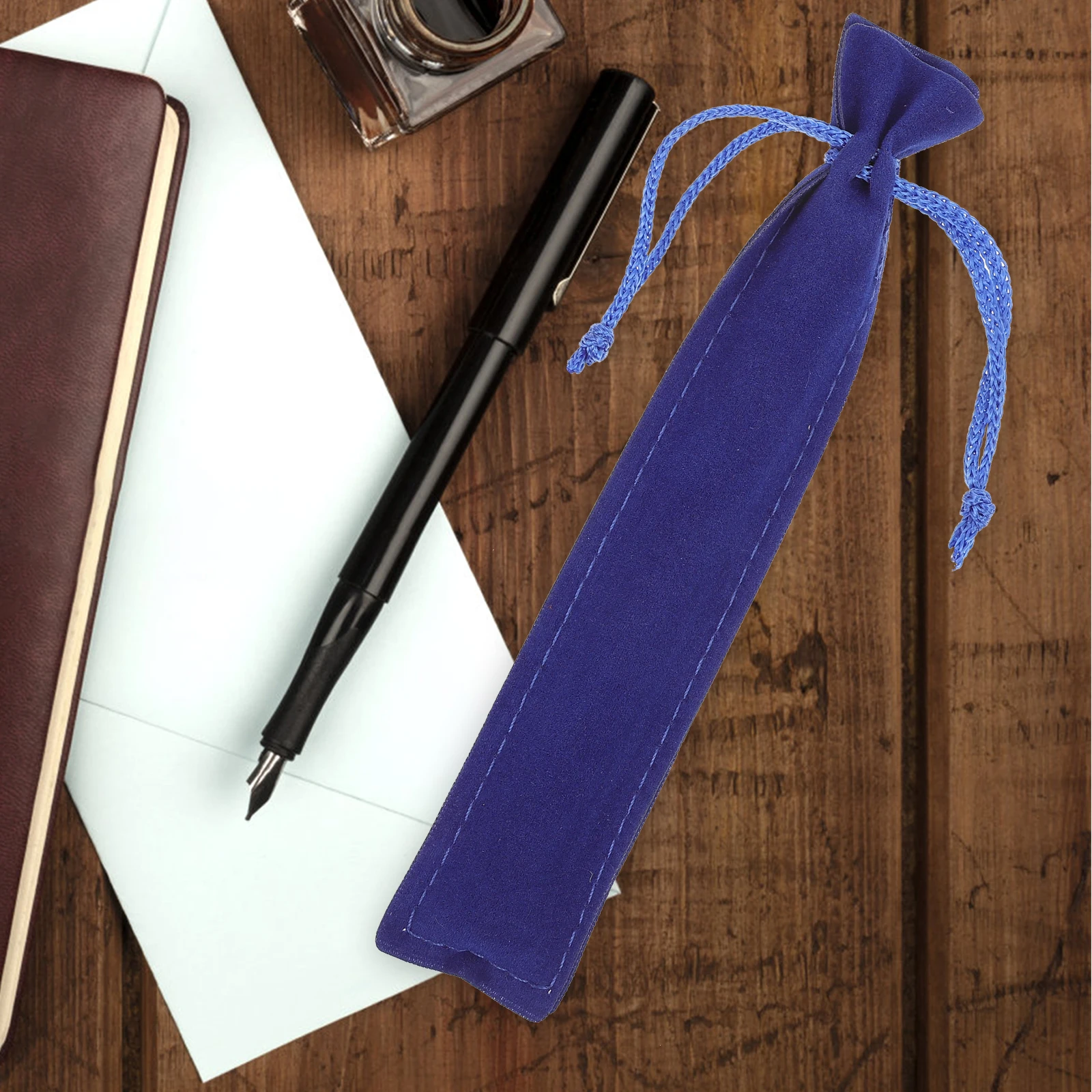 

25pcs Pen Bag Drawstring Flannel Case Lightweight Gift for Storage Pens Pencils Home Office Supplies Desk Organizer