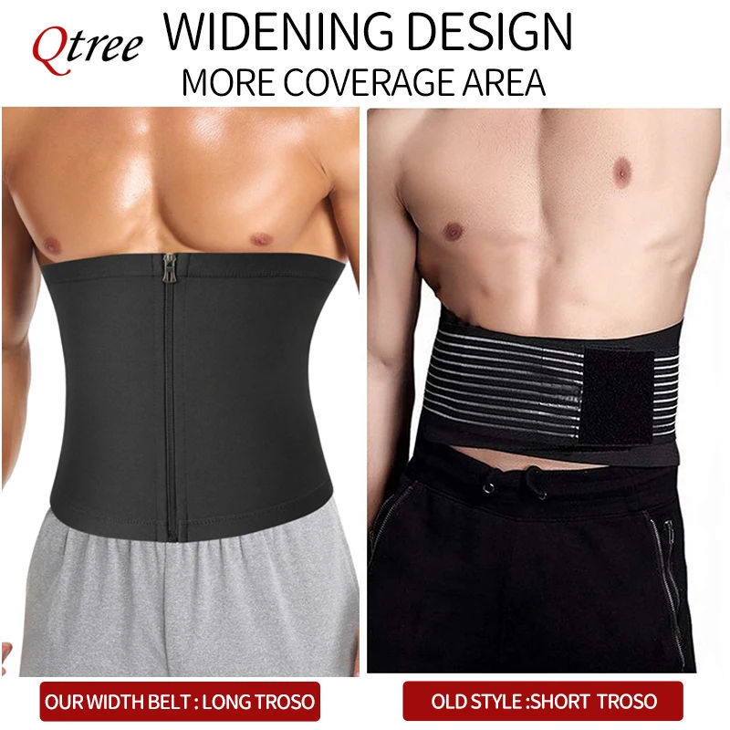 Qtree Men Body Shaper Waist Trainer Trimmer Slimming Belts Workout Shapewear Sauna Corset Fitness Sweat Weight Loss Fat Burner