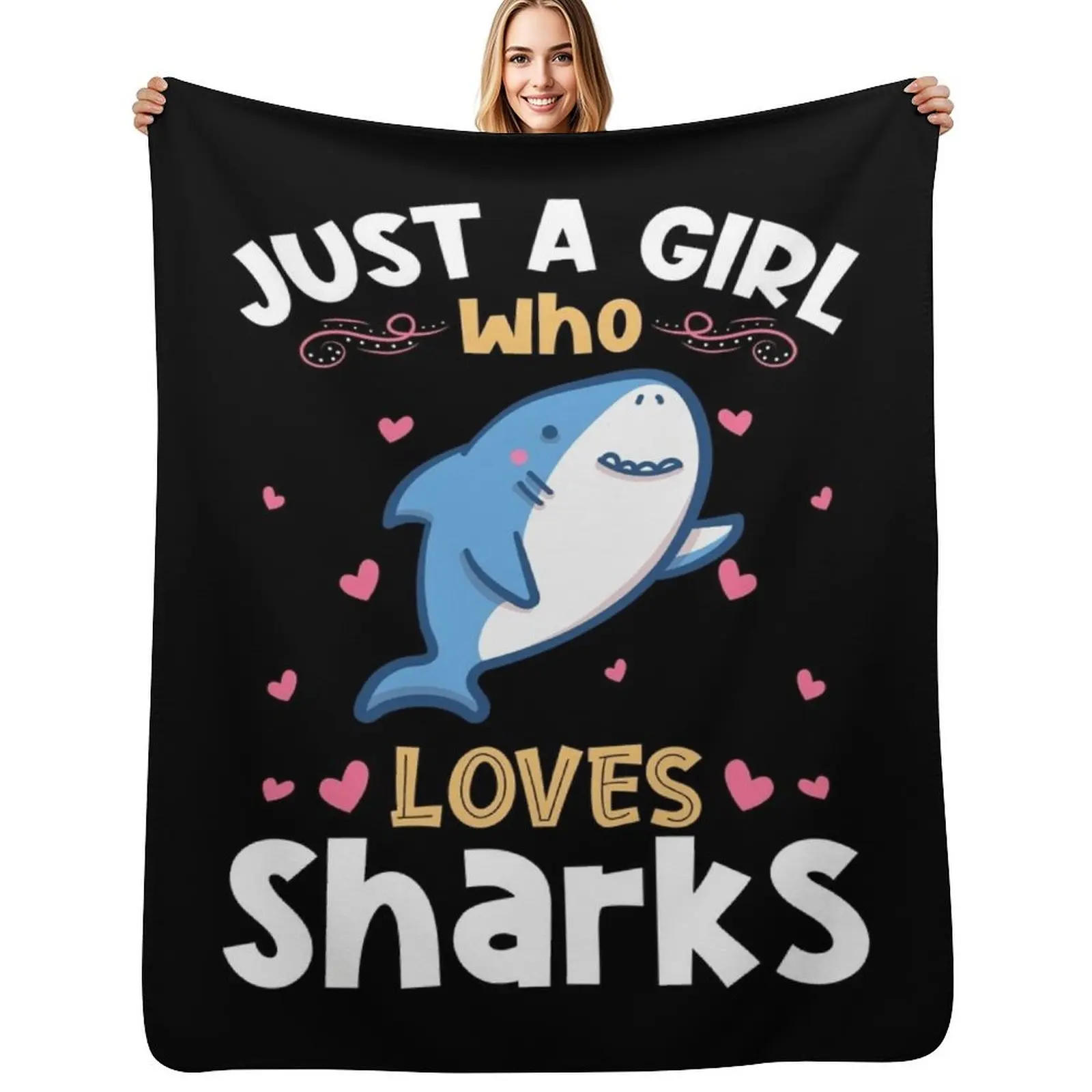 

Just a Girl who Loves Sharks Diving Enthusiast Throw Blanket Thermal Camping Soft Plush Plaid Plush Blanket