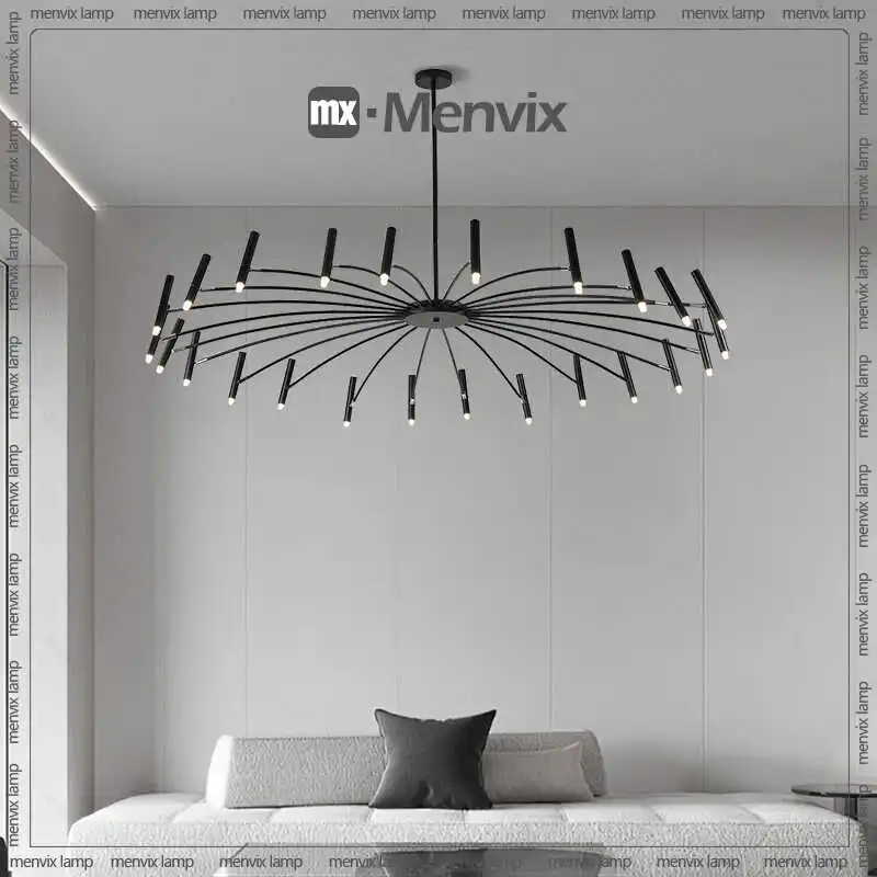 Modern LED Chandeliers Parlor Bedroom Restaurant LED Hanglamp Foyer Light Home Deco Hanging Light Fixture Black Gold White Metal