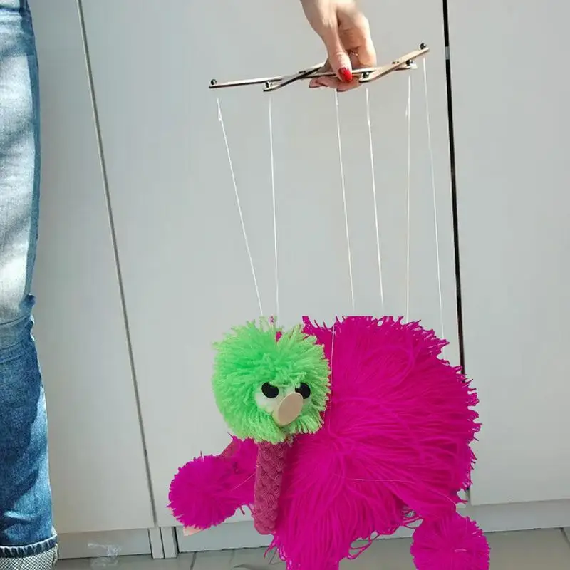 Marionetka strusia interaktywna lalka ptak sznurek lalka na zewnątrz i w domu zagraj w lalki zwierzęce ręcznie marionetka dla dzieci