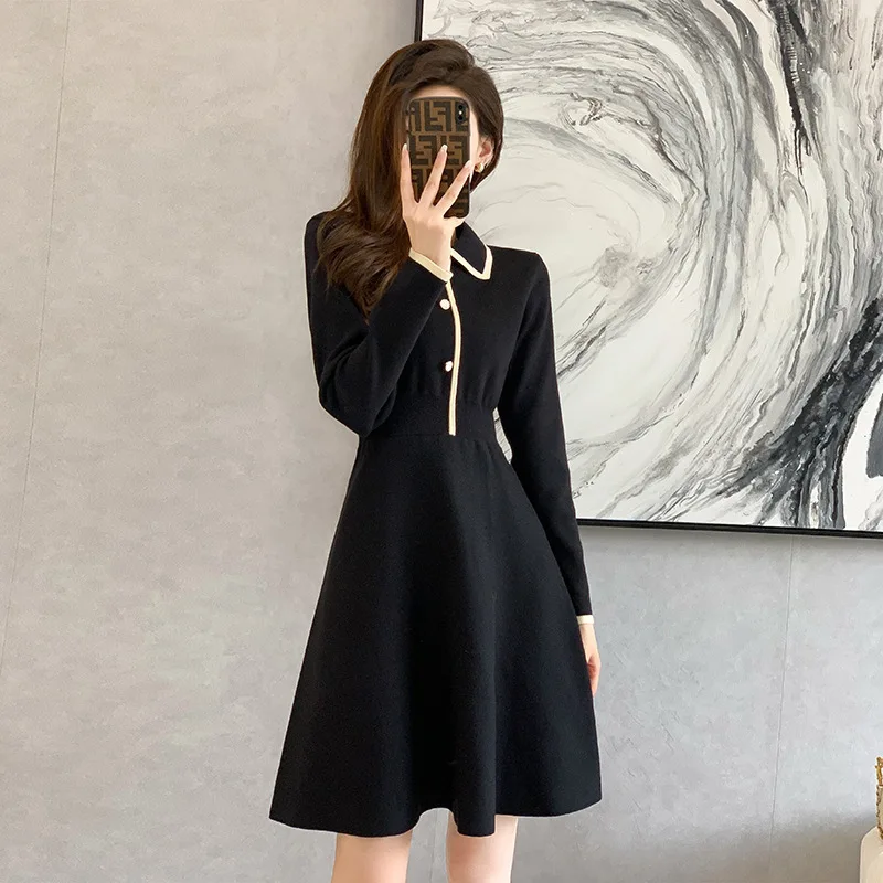 

Autumn Dresses For Women Long Sleeved Sweet Temperament Commuting Round Neck Pullover Dress