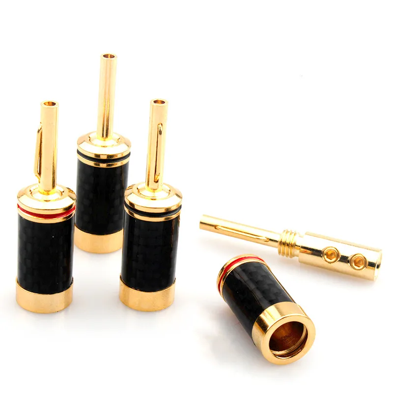 8pcs/50pcs/100pcs HiFi Carbon Fiber Free Welding Gold Plated Audio Plug Main Audio Speaker Adapter