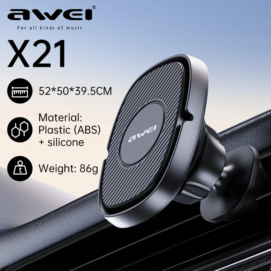 

Awei X21 Magnetic Car Phone Holder Stand 360 Degree Mobile Cell Air Vent Magnet Mount Vehicle Clamp Support For iPhone/Xiaomi