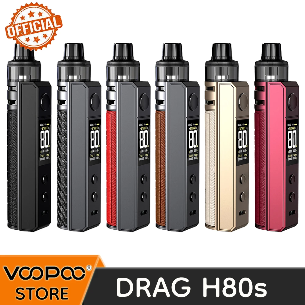 

Original VOOPOO Drag H80S Kit 80W Box MOD Vape 4.5ml PNP Pod II Cartridge PNP-TW30 TW15 Electronic Cigarette 18650 Vaporizer