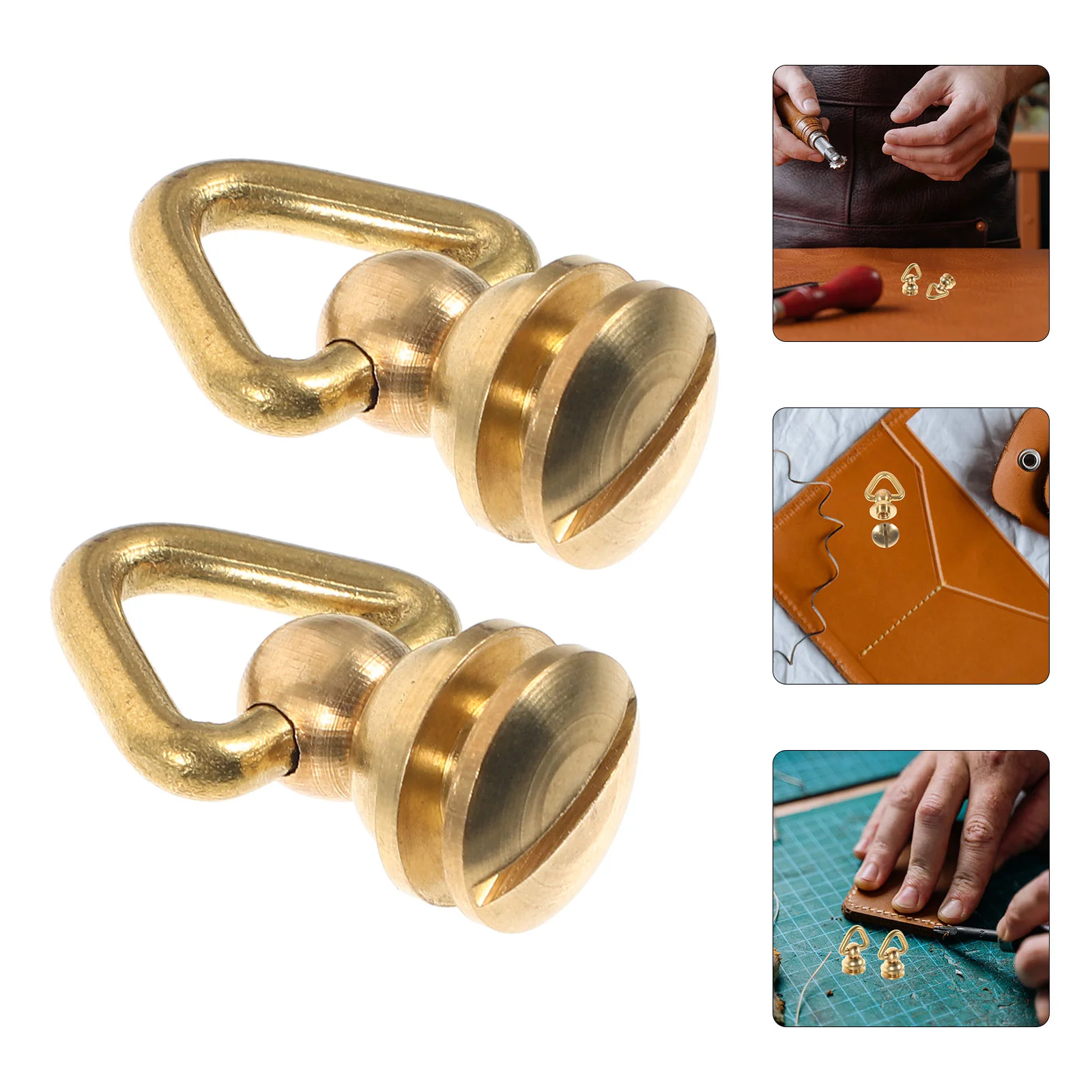 

2 Pcs Gold Ring Pacifier Nail Studs Crossbody Bag Hardware Golden Rivets