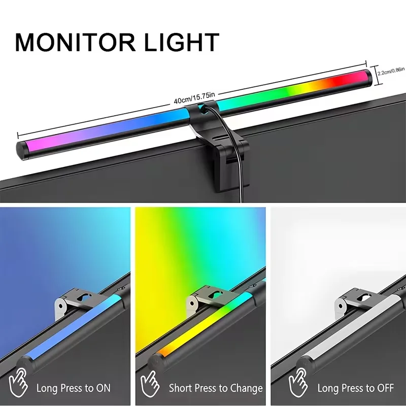 LED Computer Screen Hanging Light Bar USB Monitor Light Bar Touch 3 Color Dimming Computer Monitor Lamp for Home Office Gaming view 2