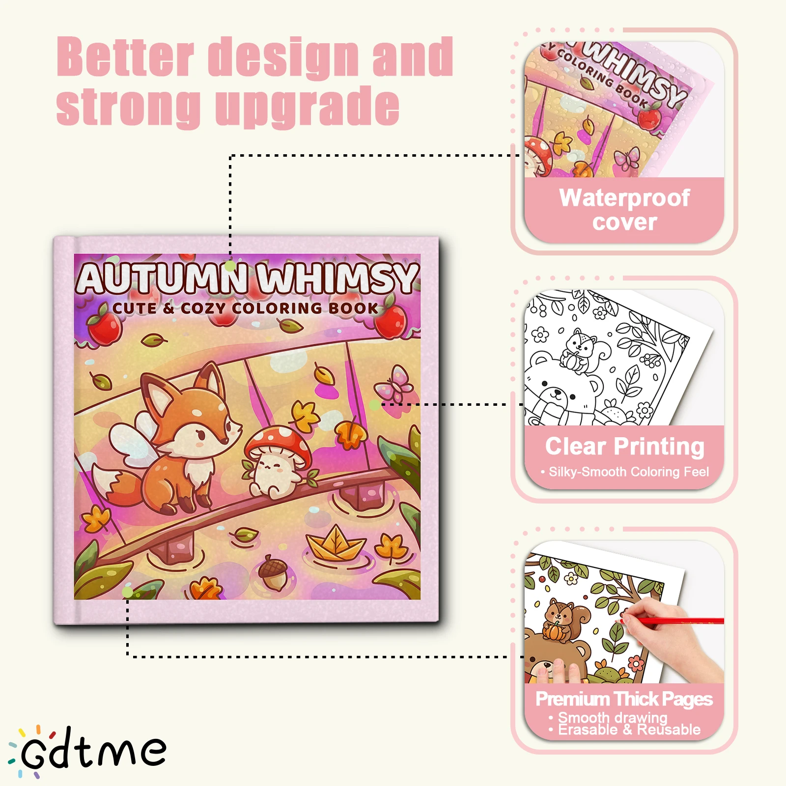 HERBST WHIMSY Malbuch mit kräftigen, einfachen Mustern für Erwachsene, süßes Zeichenbuch, perfektes Geschenk für Party und Geburtstag – Detail 3
