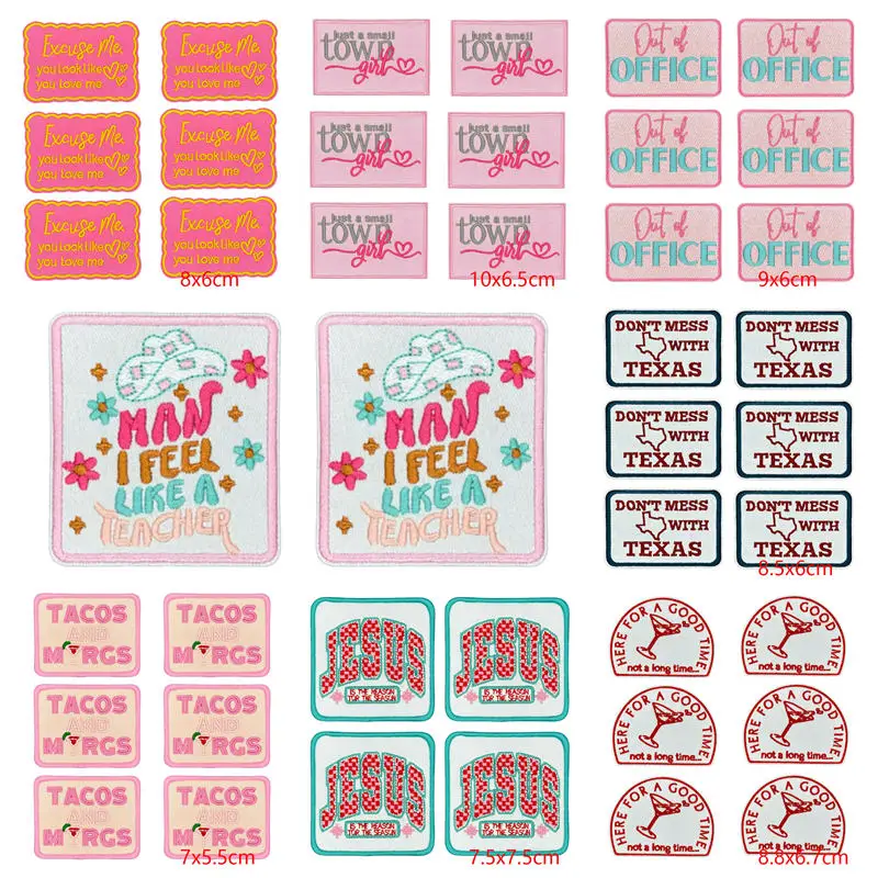 

10PCS Cartoon Letter Embroidered Patches For Clothing Slogan Fusible Patch Iron on Patches On Clothes Hat Backpacks Stickers DIY