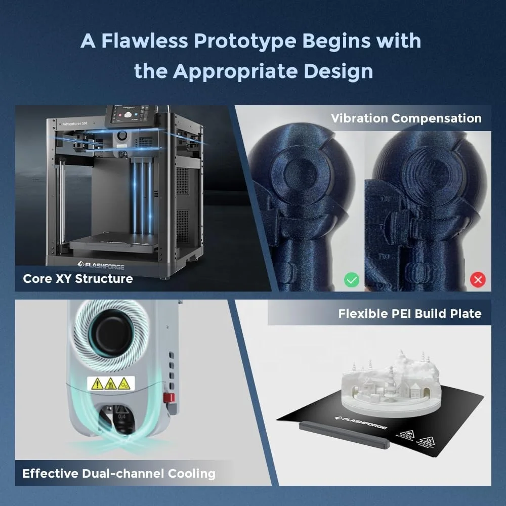 FLASHFORGE Wholesale Adventurer 5M Fastest 600mm/s High-Speed Fully Auto Leveling Core XY Structure FDM 3D Printer