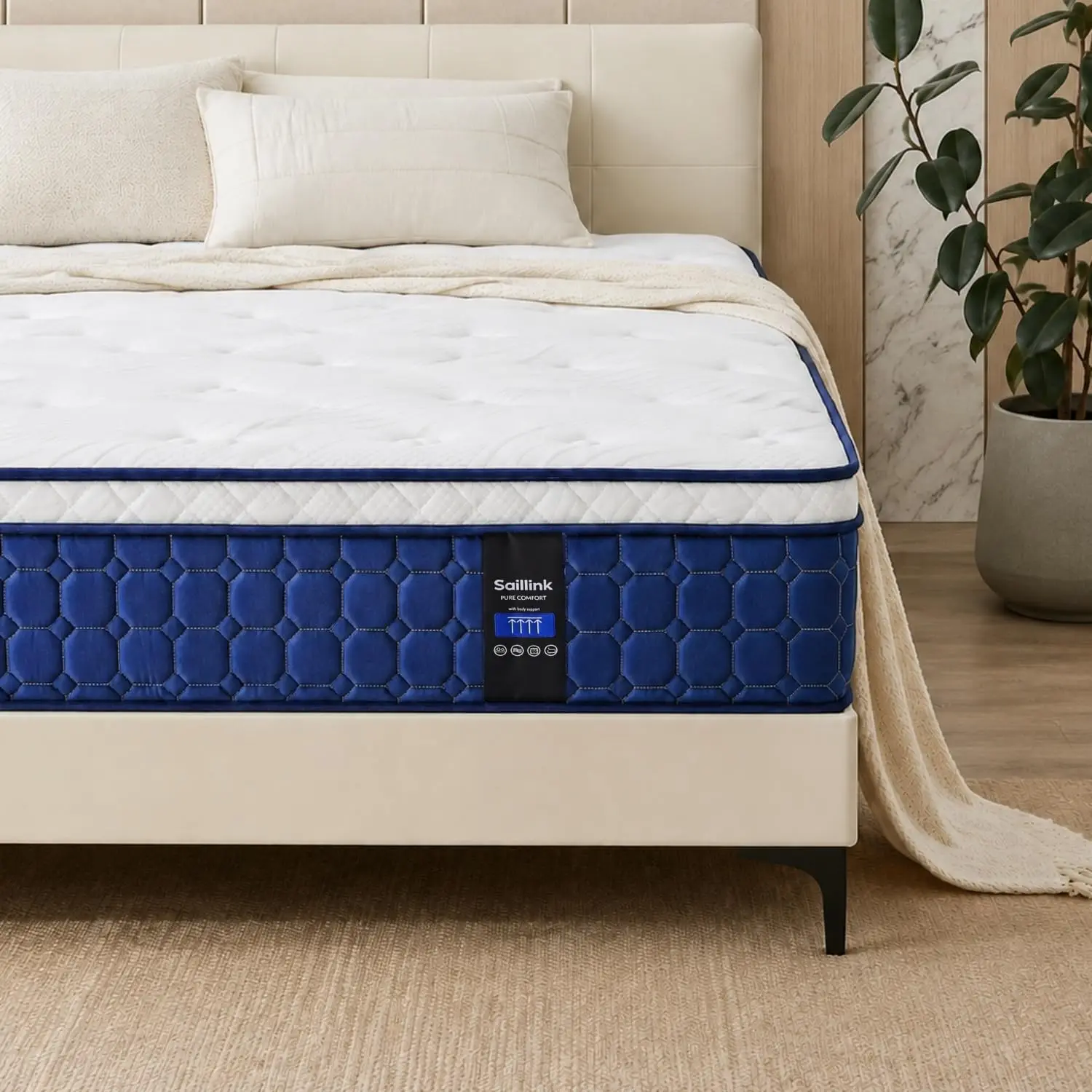 14 Inch King Size Mattress Hybrid in a Box, Medium Firm Cooling Gel Memory Foam with Individual Pocket Springs, Fiberglass Free