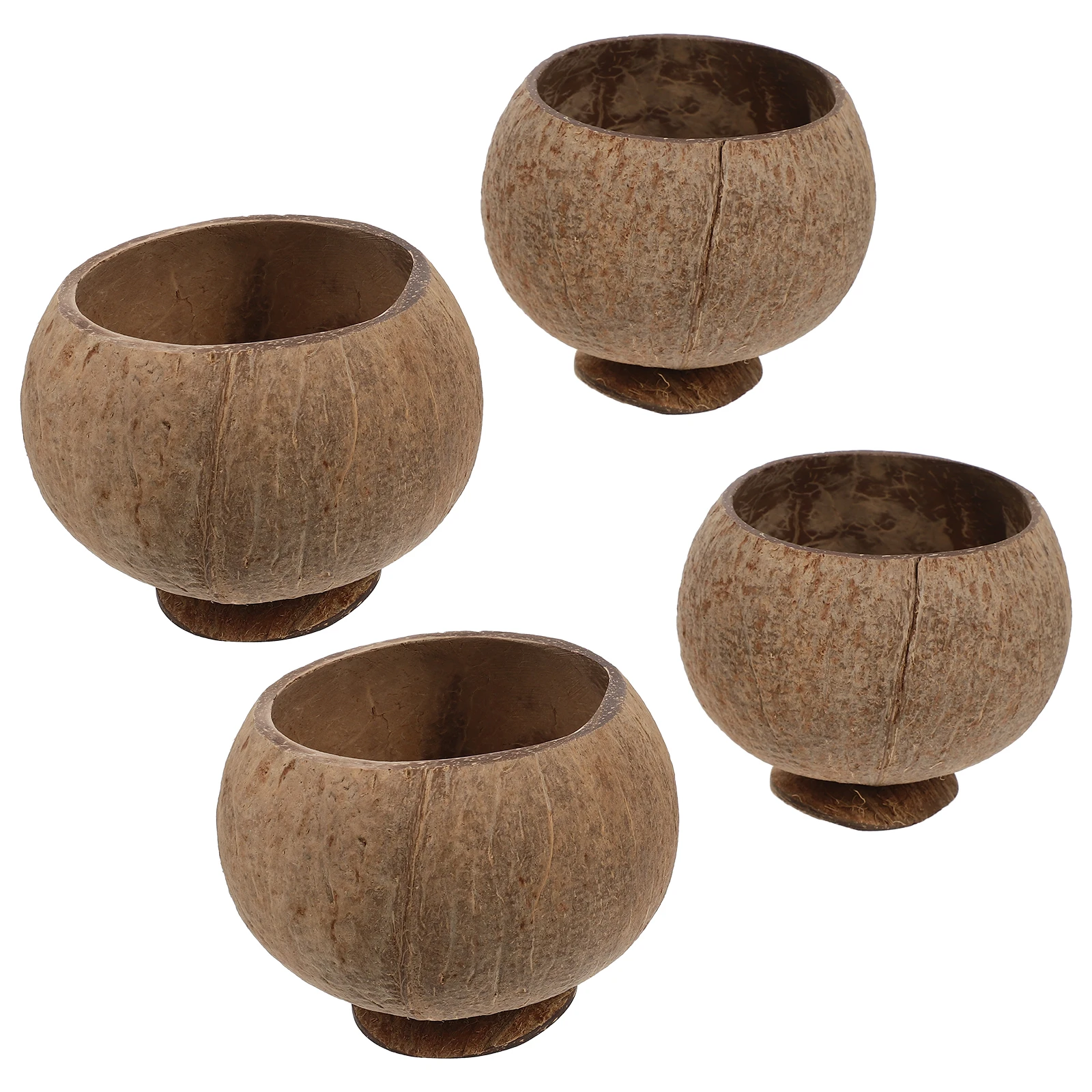 

4pcs Coconut Shell Bowls Natural Coconut Cups Decorative Dessert Mini Cups for Beach Party Luau Supplies Tropical Theme
