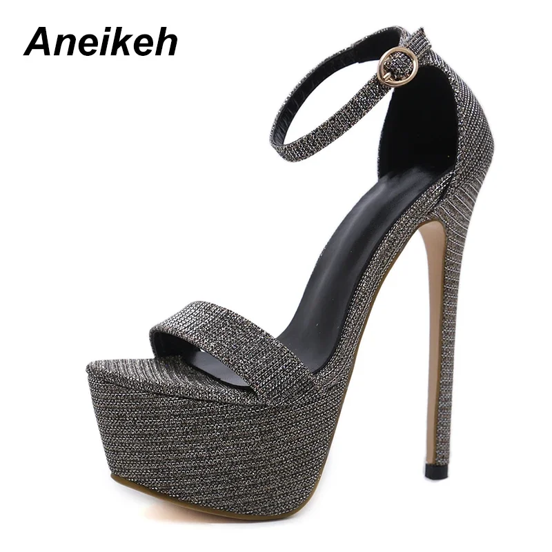 Aneikeh 2026 New Sandals Summer Sexy Women High Heels Fashion Stripper Shoes Party Pumps Women Platform Bling Sandals