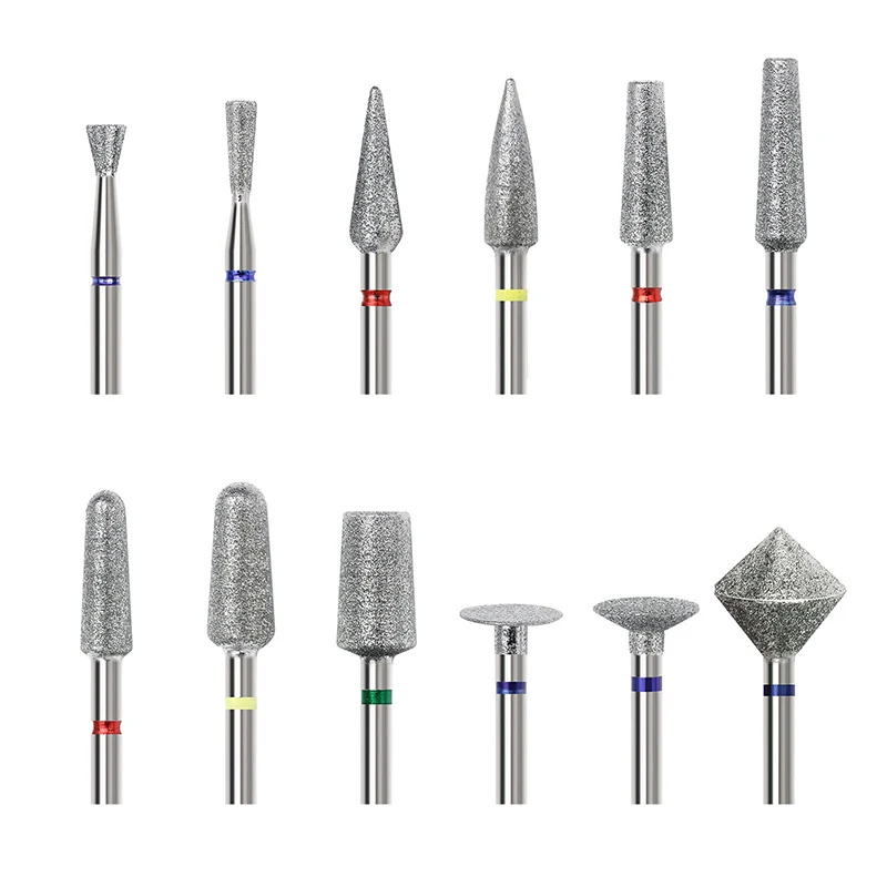 Brocas de diamante para manicura y pedicura, fresas de carburo para cutículas, limpieza eléctrica rotativa, parte superior redonda