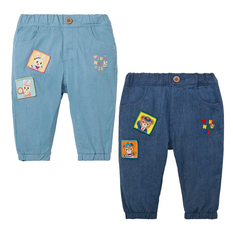 

Модные детские повседневные брюки для мальчиков и девочек, милые хлопковые мягкие длинные штаны с вышивкой в виде мультяшных медведей, кроликов и букв алфавита