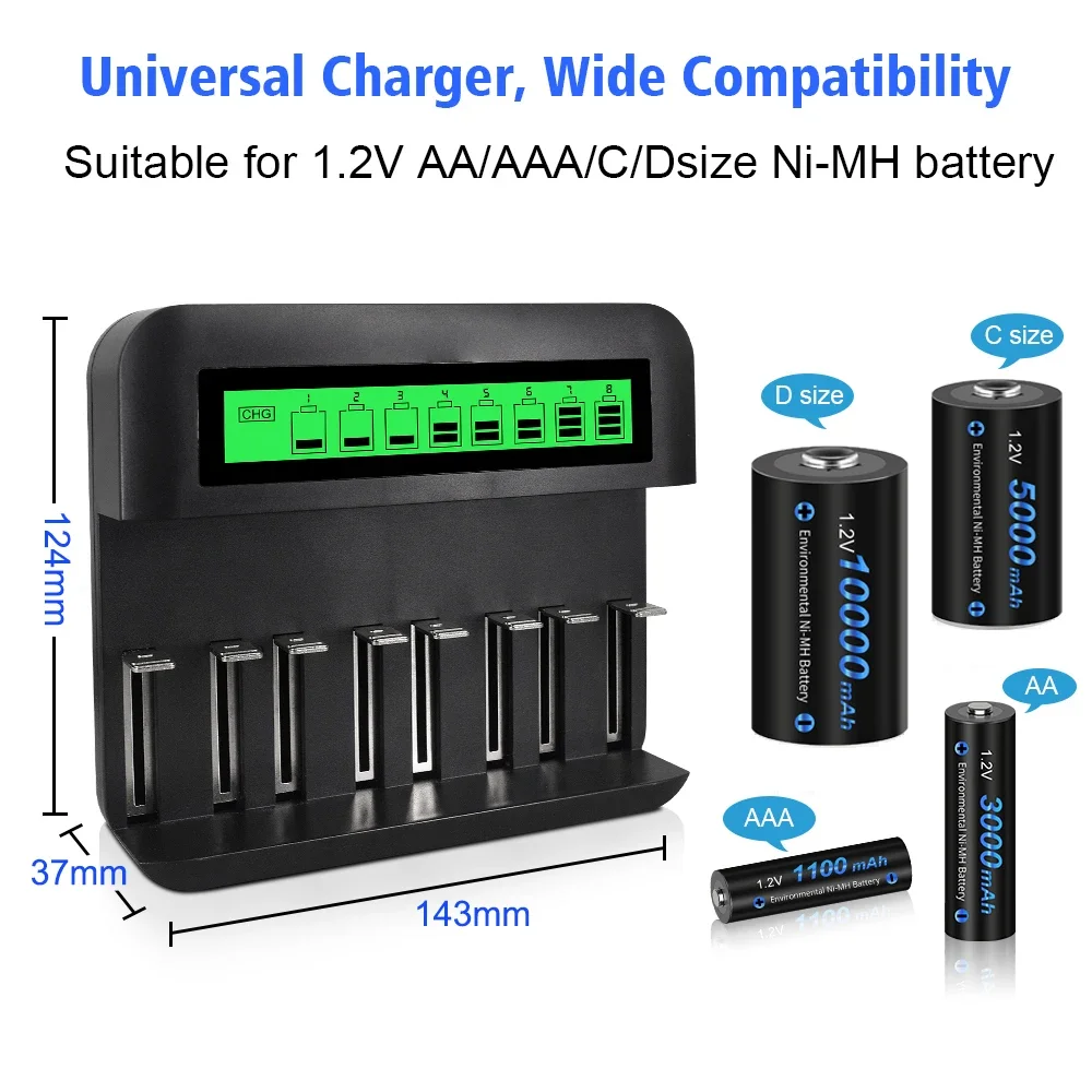 CITYORK AA 1.2V 3000mAh nimh rechargeable battery aa batteries + Battery Charger for 1.2V AA/AAA C/D Rechargeable Battery