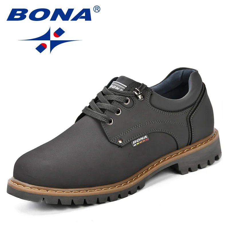 BONA Fashion Men Casual Shoes New Autumnmen Flats Cow Split Male Oxfords Men Leather Shoes Zapatillas Hombre