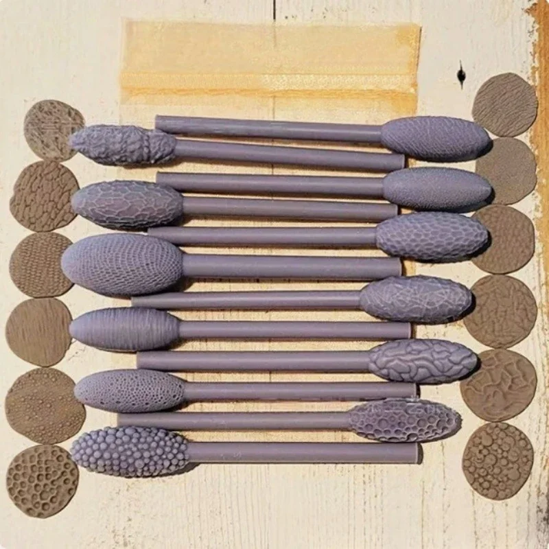 9pcs Texture Tool Sets for Clay Art Clay Modeling Pattern Rollers Kit Texture Rolling Emboss Plaids Hand Rollers for DIY Crafts