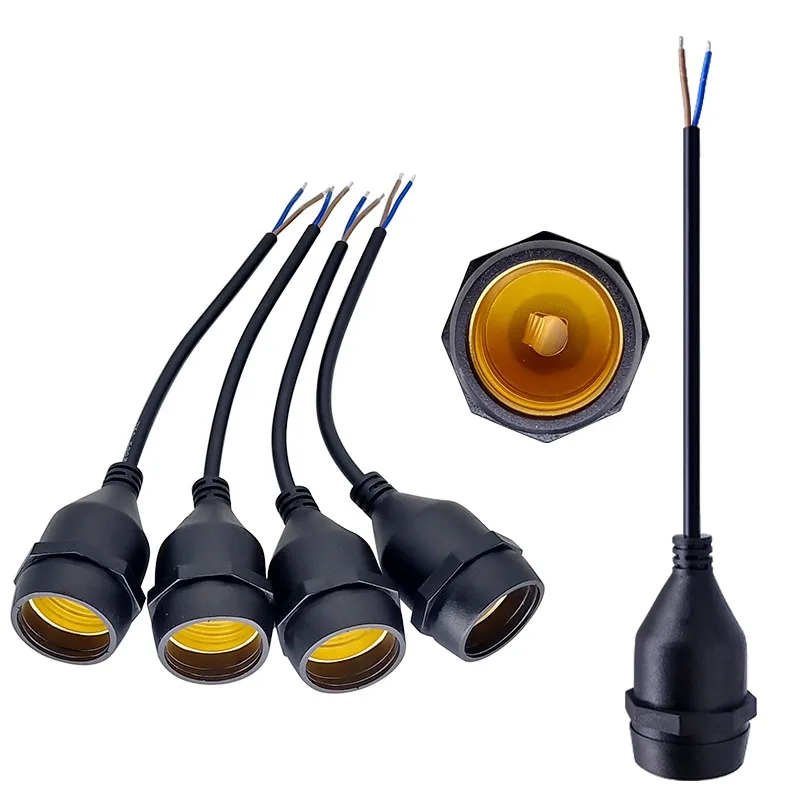 1PCS Yellow Black Waterproof Ceiling Light E27 Screw Lamp Base Outdoor High Temperature Chandelier LED Bulb Wiring Lamp Holder