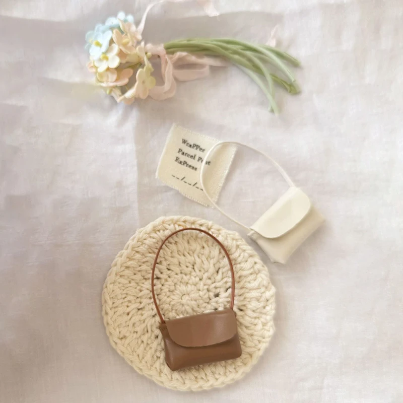 Nouveau 15-17cm poupée sac à main dame PU cuir sac à main maison de poupée décoration semblant jouer jouet