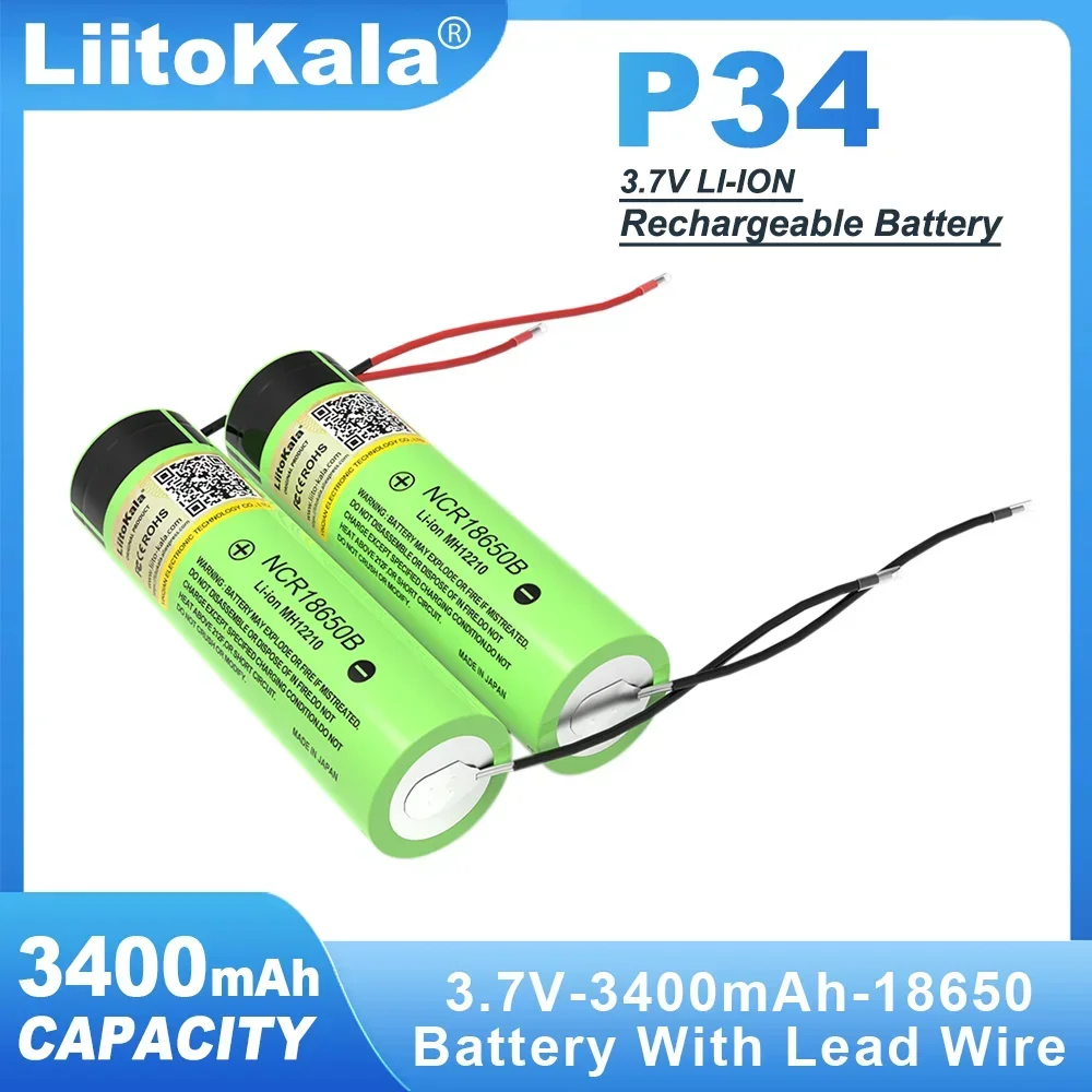 Liitokala New NCR18650B + DIY Linie 3.7V 3400mAh 18650 Rechargeable Lithium Battery For  Battery 100% Original