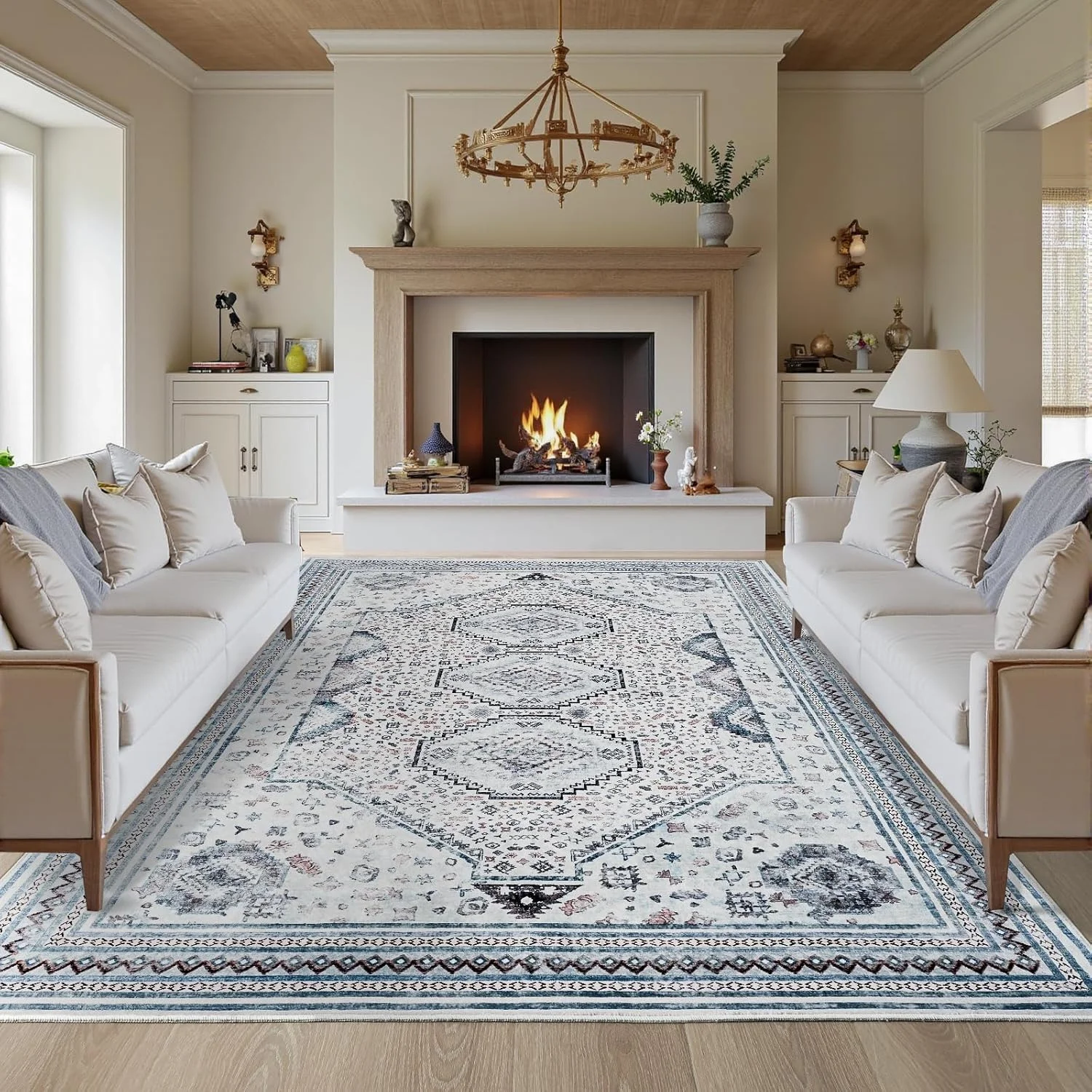 

Area Rug,Vintage Farmhouse Rug,Non-Slip Printed Rug, Stain Resistant Rug for Living Room,Kitchen, Bedroom, Dining Room