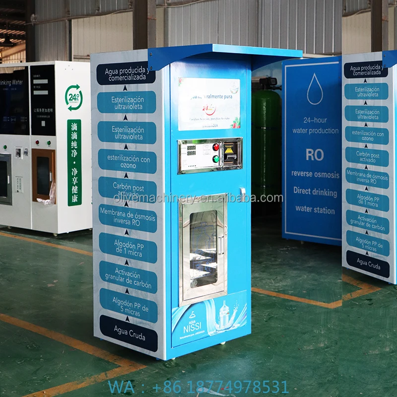 Water with Qr Code, Banknotes, Coins, Cash Payment 24h Outdoor Self-Service Pure Purified Water Vending Machine for Drinking