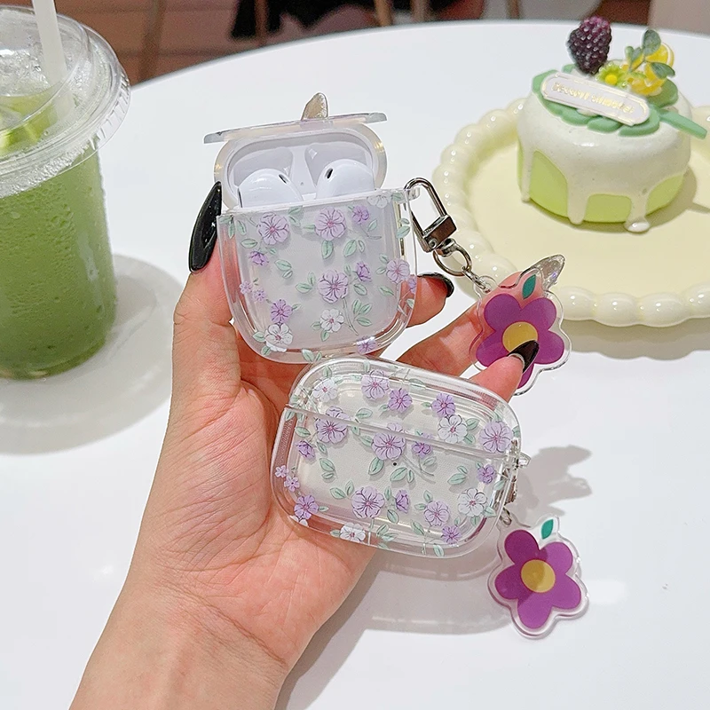 Lovely Floral Flowers For Apple AirPods 1 2 Pro2 Bluetooth Headphone Cover 3rd Generation Silicone Soft Cover Protective Case