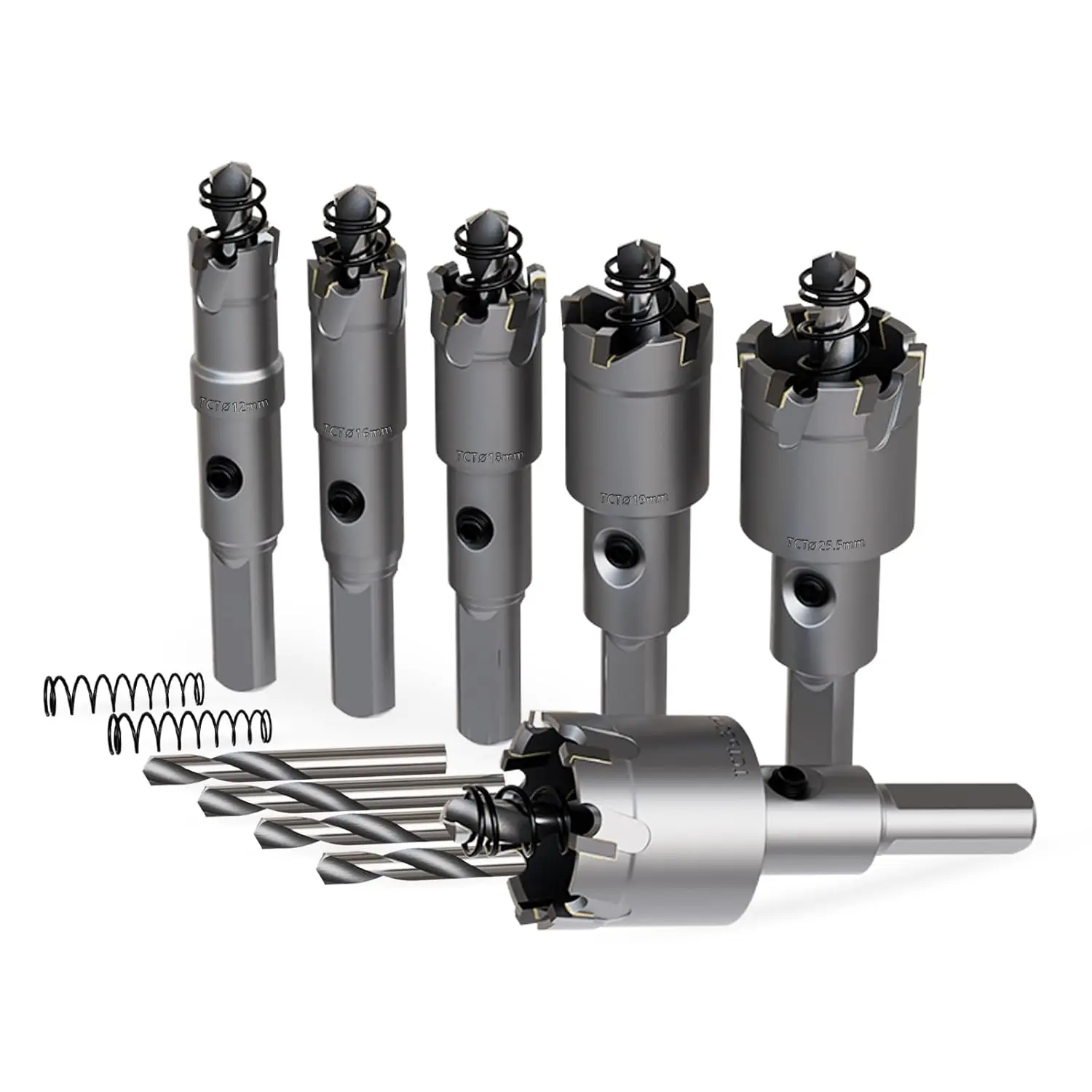 

10PCS Heavy Duty Carbide Hole Saw Kit with Titanium Plated Pilot Drills for Hard Metal, Stainless Steel, Iron
