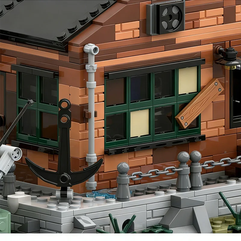 2014 PCS Urban Sustainable Fishing Company MOC Customize Modular Building Block Brick Simple Popular DIY Boys Festival Toy Gift