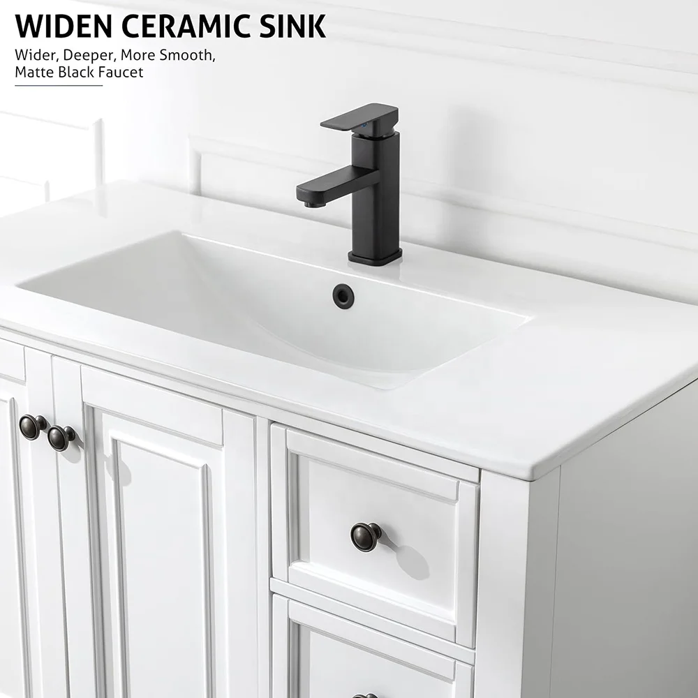 Роскошный водонепроницаемый деревянный шкаф для хранения и туалетный столик в американском ретро-классическом стиле для ванной комнаты