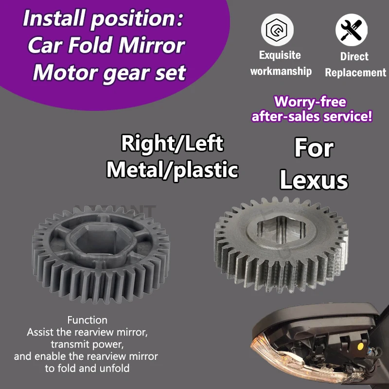 

For Lexus LS430 UCF30 2001-2006/ES300 ES330 XV30 2002-2006 Car metal plastic 35T gear set of Power Folding Unit Mirror R L Motor