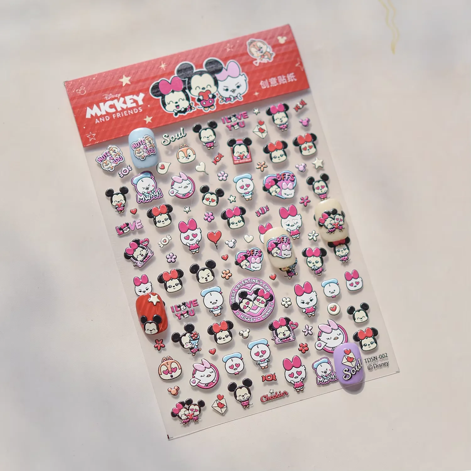 5D Disney Anime Stitch pegatinas para decoración de uñas dibujos animados lindo Mickey Minnie pegatinas decorativas para uñas princesa sirena pegatinas para uñas