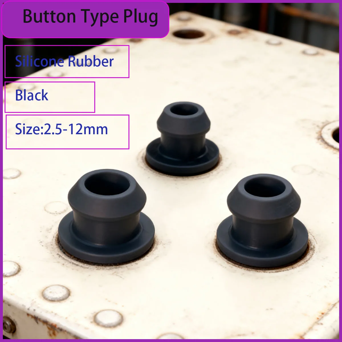 Snap-on Silicone Rubber T-Shape Gasket - Black Hole Plug Seal Inserts Bungs Blanking End Caps Stopper for 2.5-12mm Holes