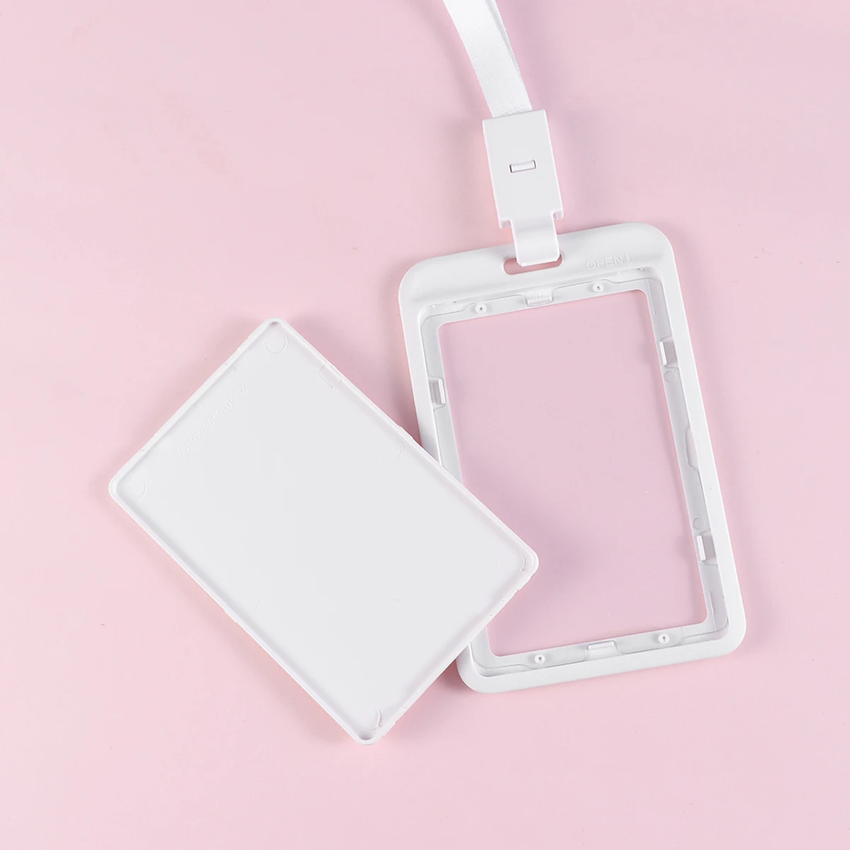 

Badge Holder Case Clear Front Window Material ID Card Sleeve Lanyard for Business Card Office Accessories White Neck