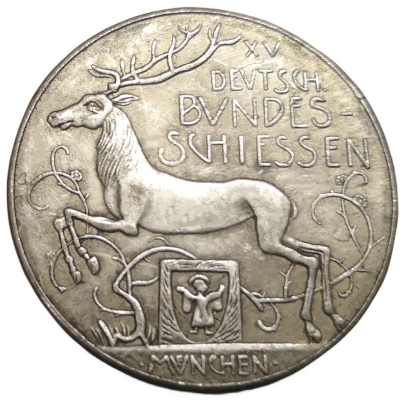 

Silver medal, 1906. The fifteenth Art Festival in Munich. Positive: leaping deer, reverse: an imperial eagle