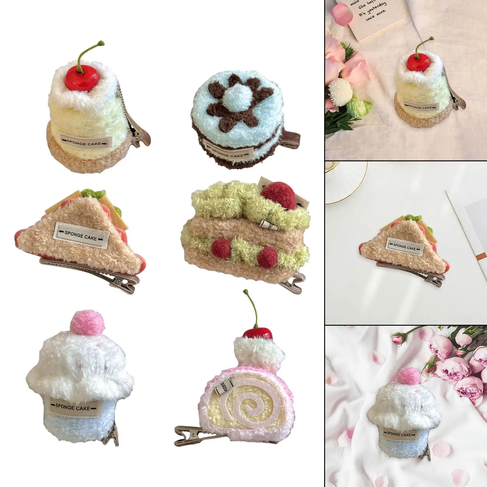Leuke haarclip taartvorm creatieve haaraccessoires decoratief ornament pluche dessertclip haarspeldjes voor feestvrouwen meisjes