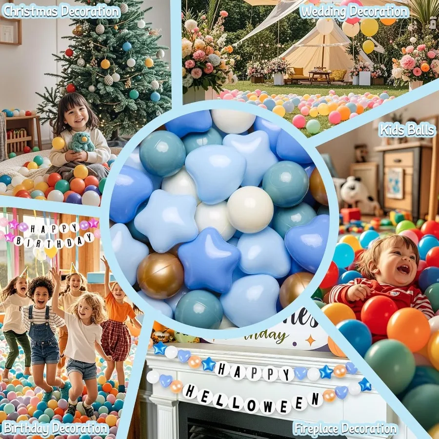 Star Ball Pit Balls for Toddlers - Large Shaped Plastic Balls for Baby Ball Pits, Play Tent, Baby Pool, Water Toys, 100Pcs