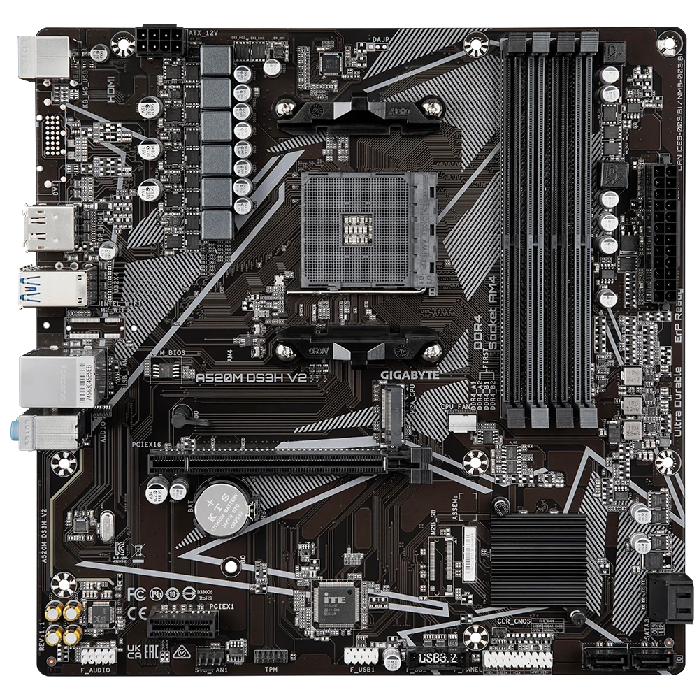 For GIGABYTE A520M DS3H V2 Motherboard AMD A520 AMD AM4 4xDDR4 128 GB M.2 Micro ATX support Ryzen 5700 5600 3900 4700 cpu