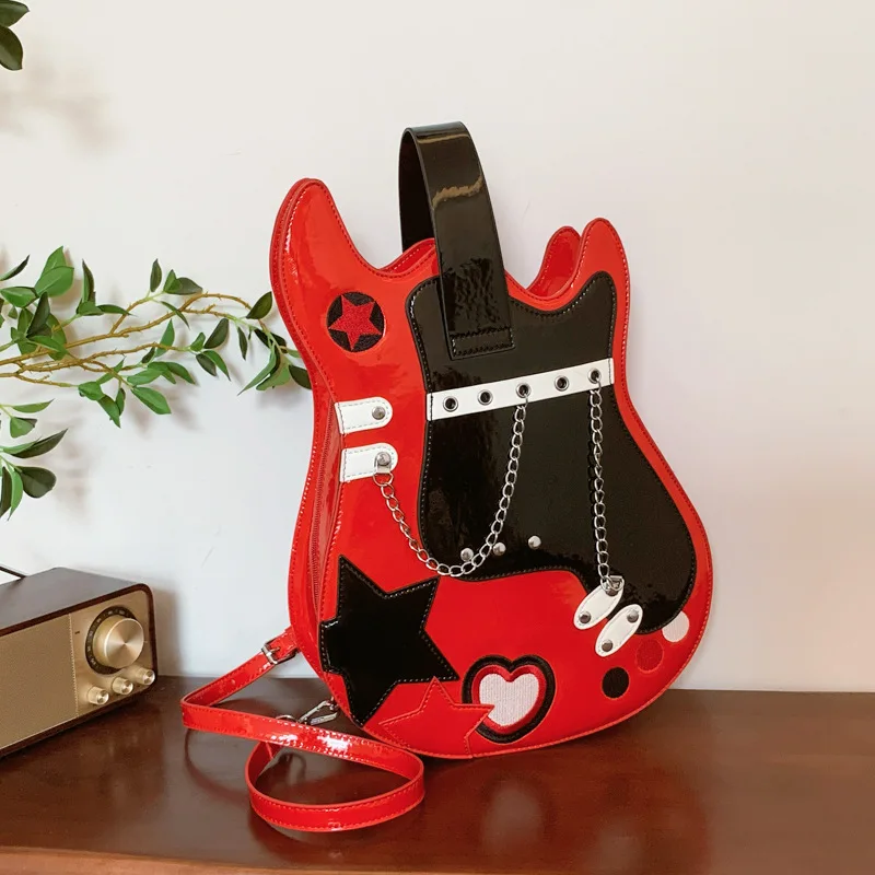 

Guitar Bags for Women 2025 New Fashion Canvas Backpack Travel Commuter Festival Shoulder Bag Cartoon Unique Design Crossbody Bag