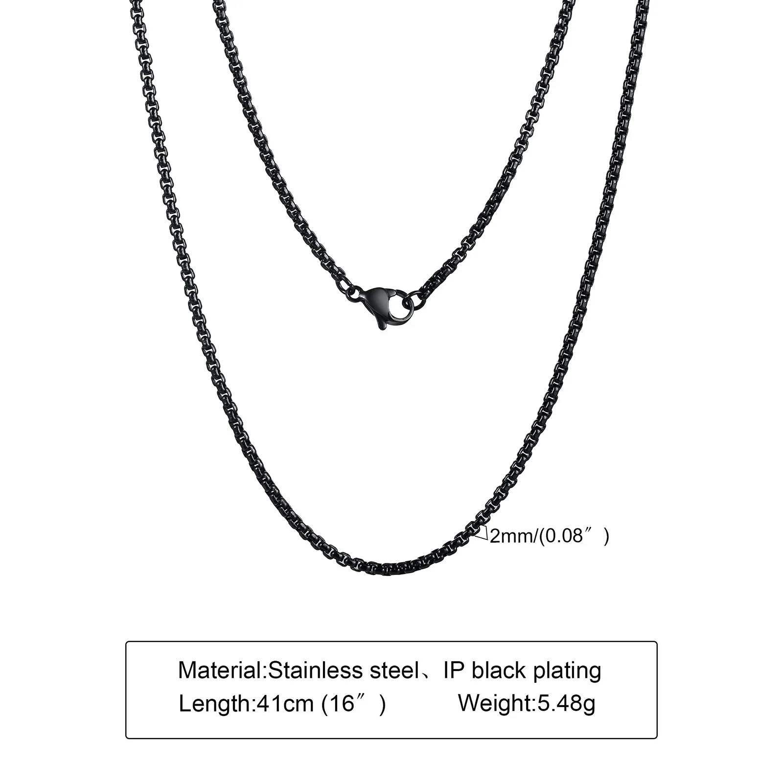 Runde Box-Kette für Männer und Jungen, vergoldetes, versilbertes Edelstahl-Kettenhalsbänder, Unisex-Schmuckgeschenke, 45,7 bis 76,2 cm