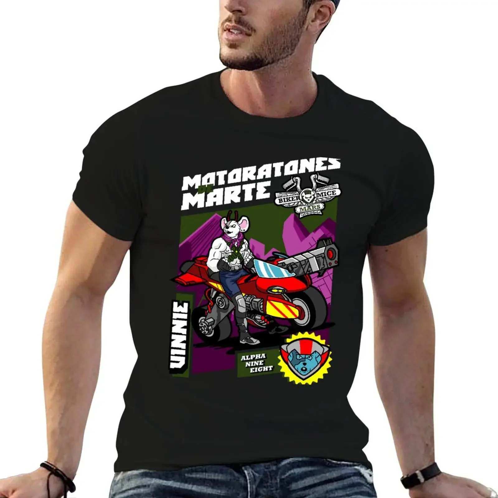 Vinnie Bikers from Mars Art - Retro Cartoon Biker Mouse T-Shirt designer shirts oversized graphic tee t shirts for men cotton