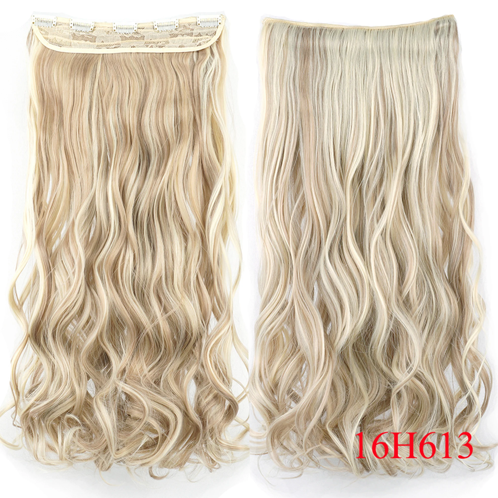 Soowee Long Black to Grey Curly Synthetic Hair Ombre Hair Clip In Hair Extension Fake Clip Ins Hair Pieces for Women