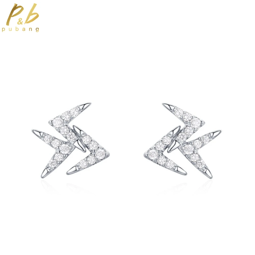 

PuBang Fine Jewelry 925 Sterling Silver VVS Gem High Carbon Diamond Delicate Stud Earrings for Women Wedding Gifts Drop Shipping